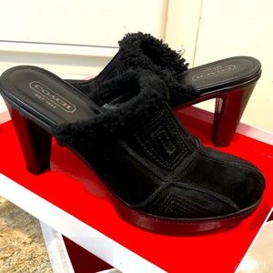 Coach Aubrey Black Suede Mule Heels Size 9